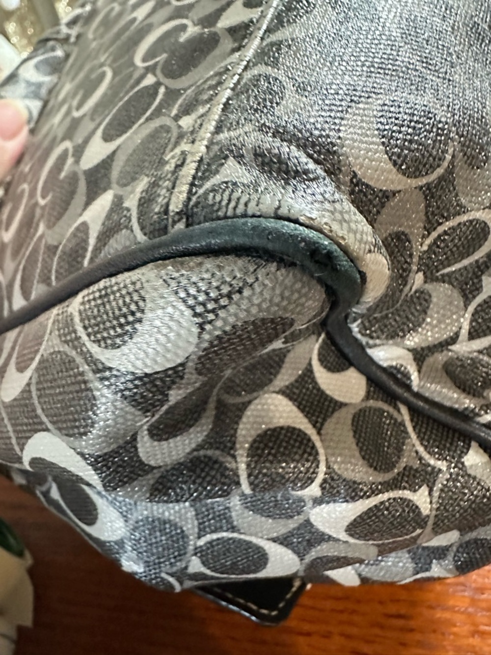 Coach Rehab Signature Monogram Satchel in Black and Gray - Picture 6 of 16